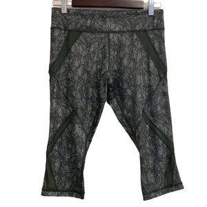 Lululemon Leggings Womens 8 Mesh Crop Gray Green Gator Luxtreme